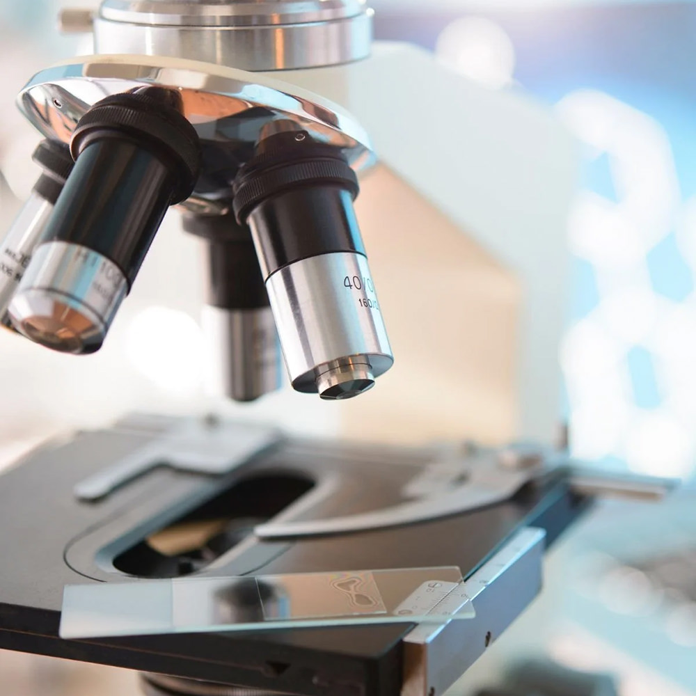 Microscope in a clinpath pathology clinic.