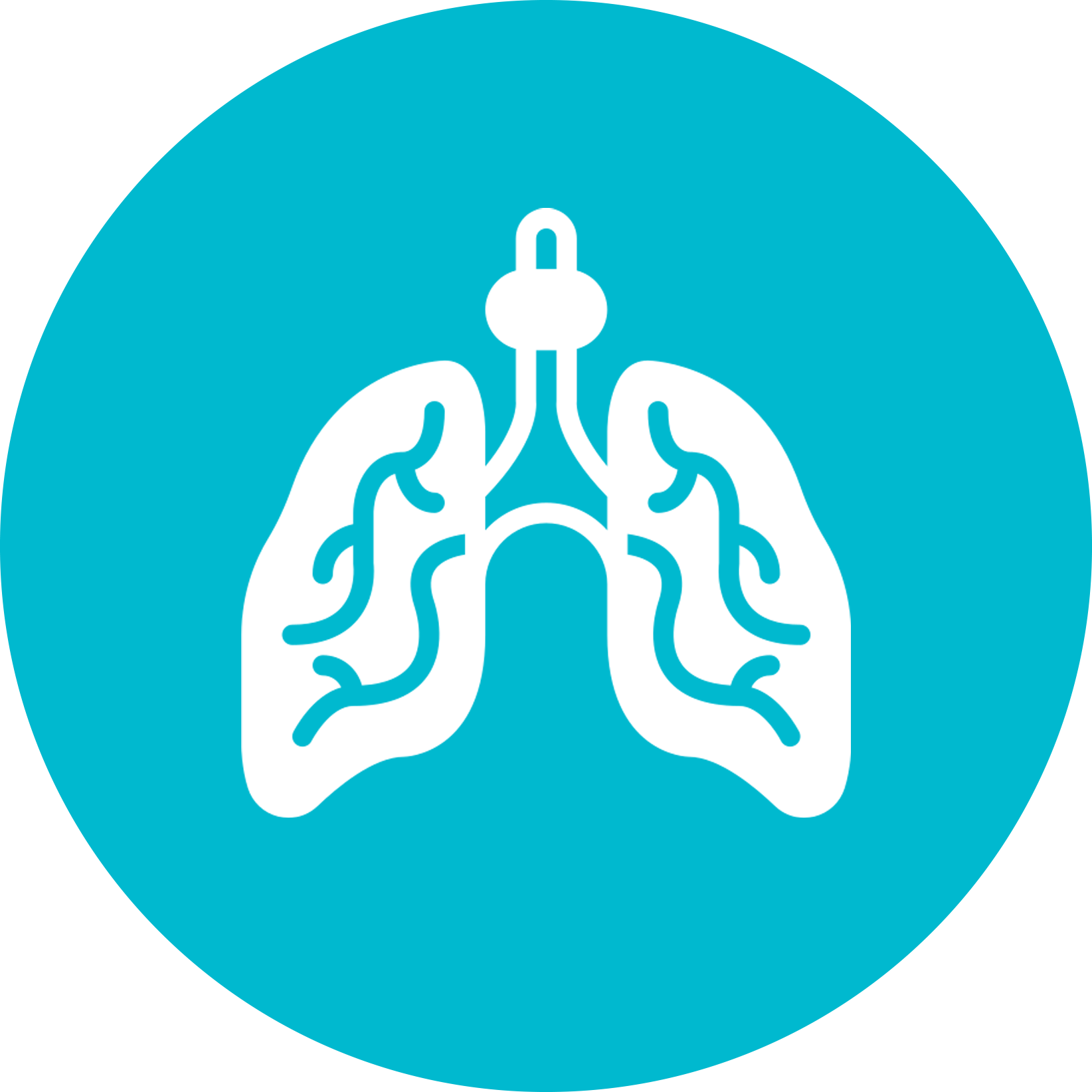 Blue and white icon of a lungs