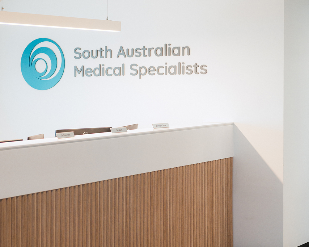 Reception desk at South Australian Medical Specialists.