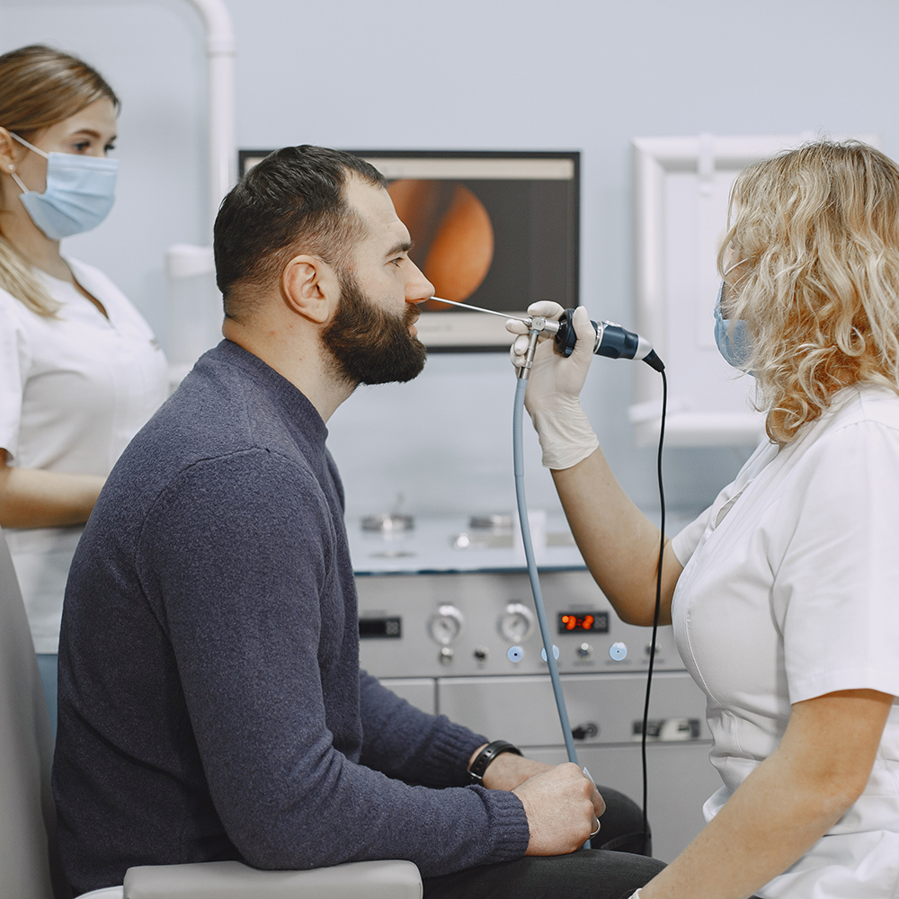 Patient having an Endobronchial Ultrasound.